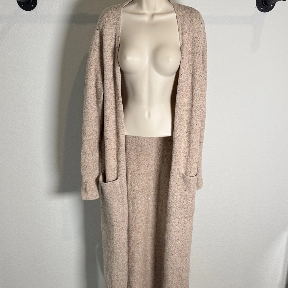 Vince Boucle Speckled Tan Wool Duster Cardigan Size Medium - Picture 1 of 6